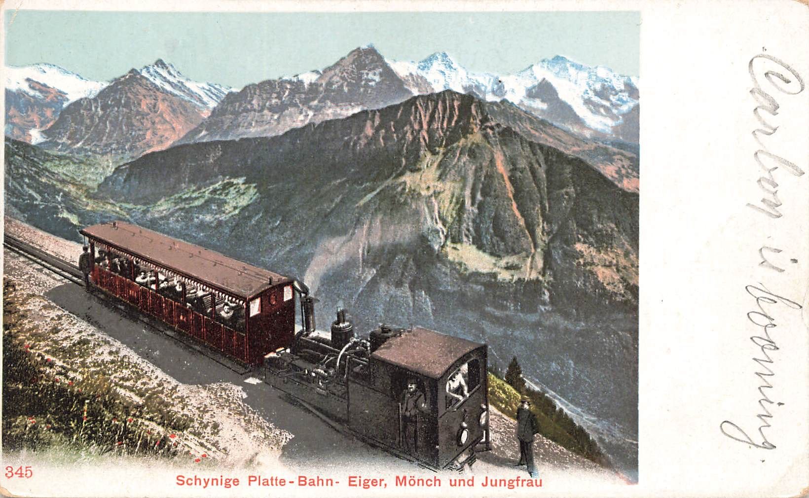 Cartoline postali: Schynige Platte BE Panorama Bahn mit Eiger Mönch und Jungfra – Usato da Biasca venduto da Blenio71