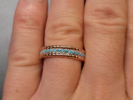 Ring mit Zirkonia, vergoldet 585, 3g, size 8 (57)