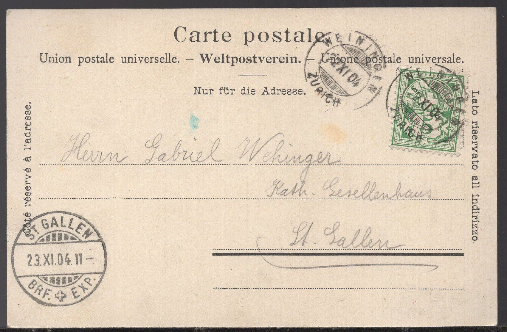 Ansichtskarten: Fahr  Kloster  Deckengemälde  1904 – Gebraucht aus Aarau von kufi44 2