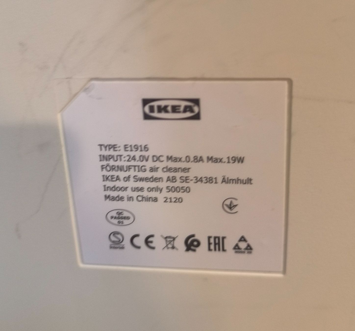 Ikea Purificatori d'aria: IKEA FÖRNUFTIG Luftreiniger (Modell E1916) – Usato da Gams venduto da MissTraveller 1