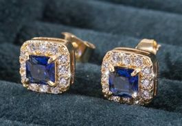 Clous d’oreilles plaqués pierre zircon bleue 0,8 X0,8 mm