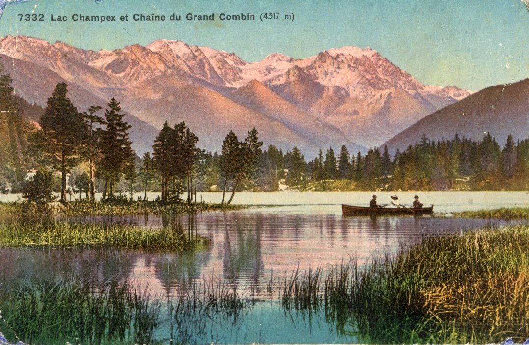Cartoline postali: Champex  VS  et Châine du Grand combin     en 1910 – Usato da Brig venduto da Valcards54