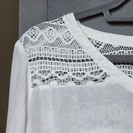 🐸 S. OLIVER BLUSE TOP 38 OBERTEIL SPITZE WEISS NEUWERTIG