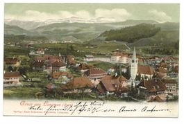 Gruss aus Langnau (BE) Dorfpartie mit Kirche  Schulhaus 1905