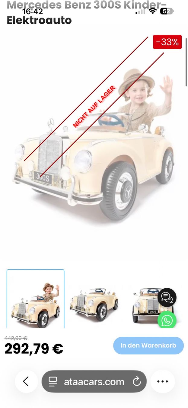 Fahrzeuge für Kinder: Mercedes 300s Kinder Elektroauto – Gebraucht aus Matzendorf von Fla5 6