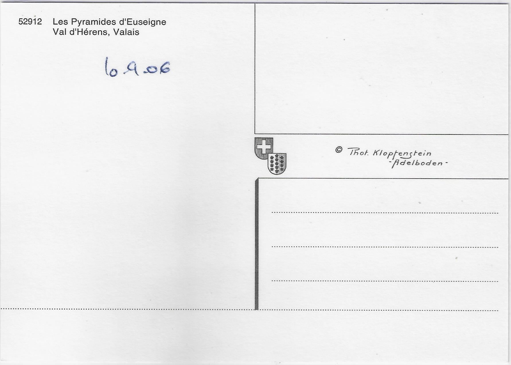 Cartoline postali: Les Pyramides d'Euseigne Herens VS – Usato da Ettingen venduto da Kartenplanet 1