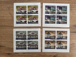Viererblock Serie „Bahnhöfe“ 2017 ET gestempelt