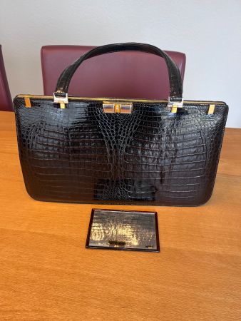 Seltene vintage Tasche Nina Ricci aus echtem Krokodilleder