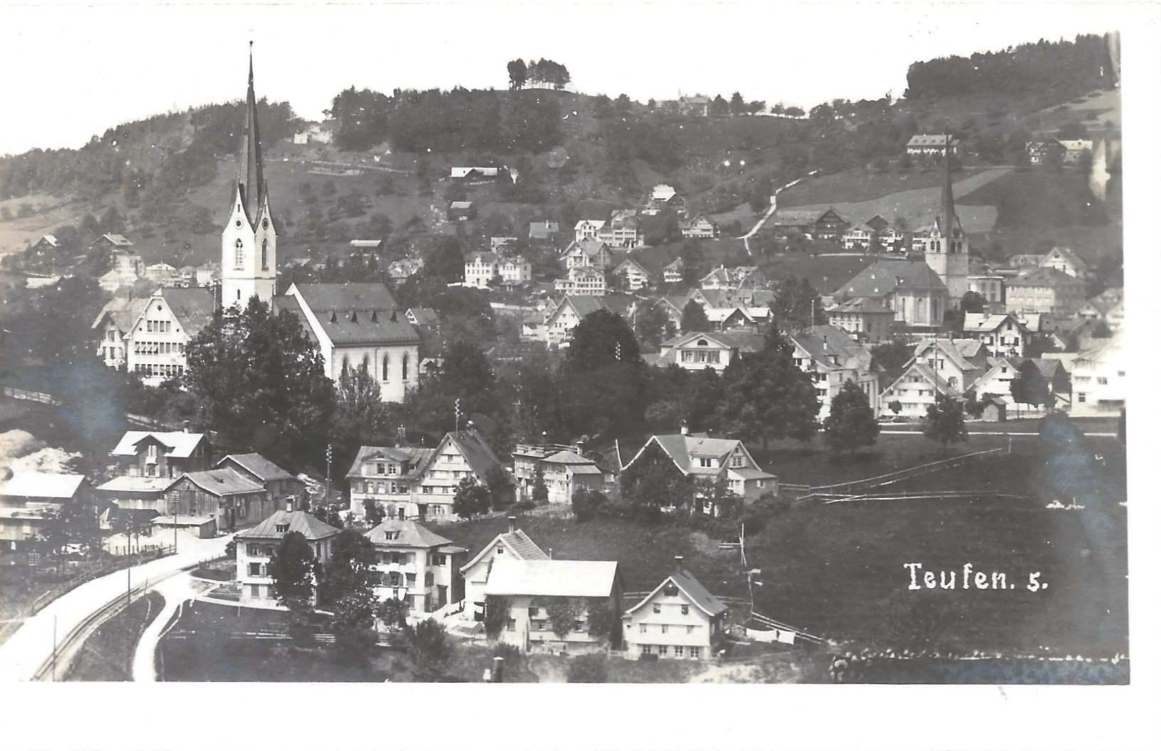 Ansichtskarten: Teufen AR Dorf Kirche 1925 sehr gut erhalten – Gebraucht aus Ennetmoos von Ambuman