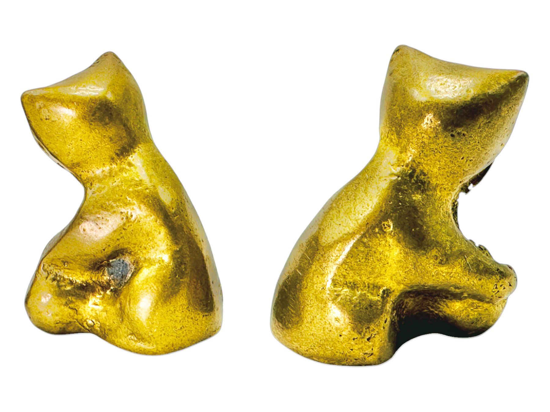 Skulpturen & Statuen: Ensemble de 3 figurines chats en bronze massif doré – Gebraucht aus Morges von vintiques 5