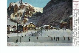 GRINDELWALD im Winter, Eisbahn, Hotel Bären, Wetterhorn 1900
