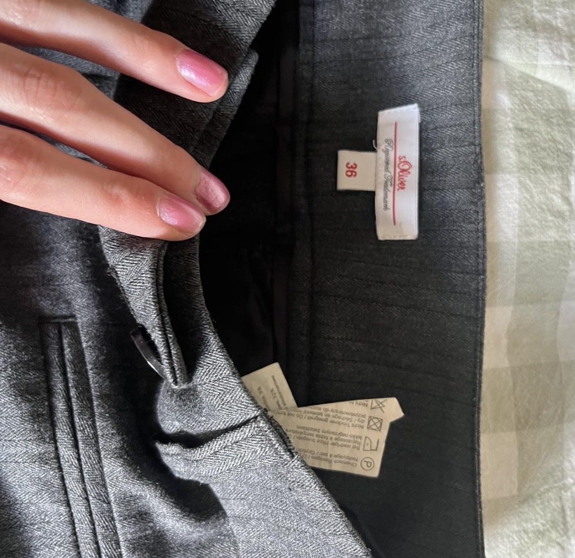 S.Oliver Pantaloni: grau gestreifte Anzughose Low Waist – Nuovo (secondo la descrizione) da Vaduz venduto da bestbest 3