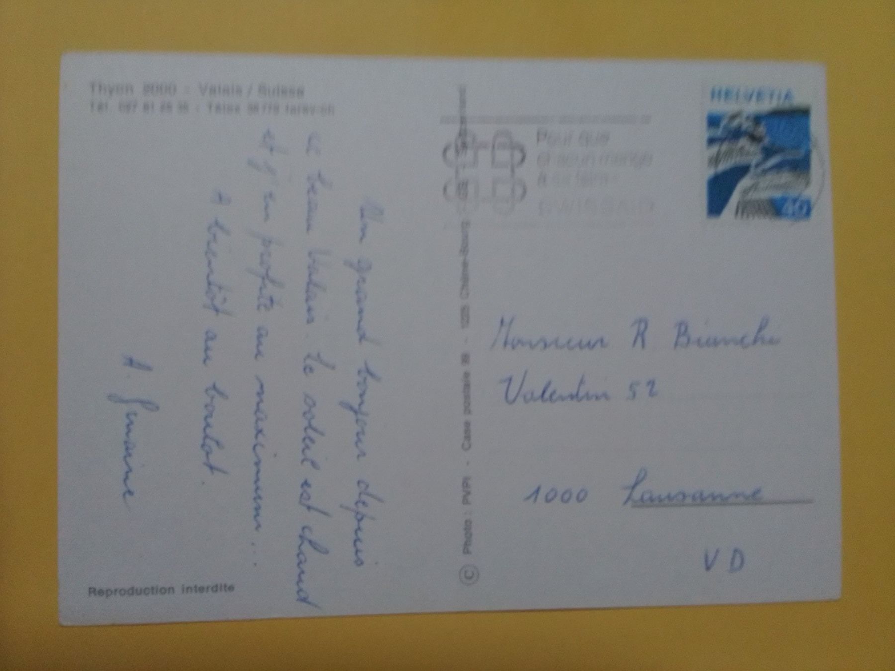 Cartoline postali: Thyon 2000 Skigebiet Wallis  1978 – Usato da Küttigen venduto da Melisch1000 1
