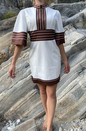 Chic Abito-contrasto bianco marrone -tgM/L-nuovo-feste