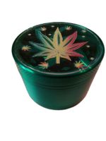 Metall Grinder WINDOW RASTA LEAF Aluminium ca. Ø 50mm 4tlg g