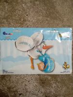 Silberfolienballon 150 cm Storch Baby Boy