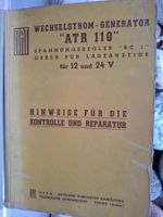 Reparaturanleitung FIAT Wechselstrom-Generator ATR 110  1963