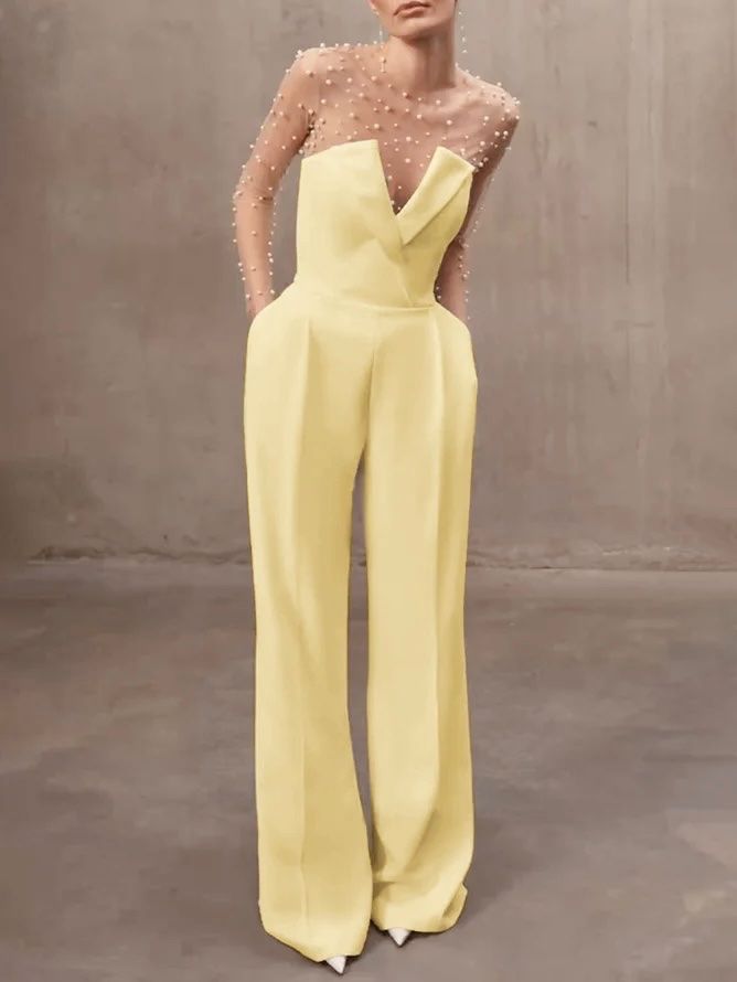 Jumpsuits: Mesh Imitation Pearls Strapless Jumpsuit – Neu und originalverpackt aus Genève von Annilu