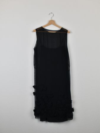 Akris Kleid, Gr.42, schwarz mit Stoffblüten