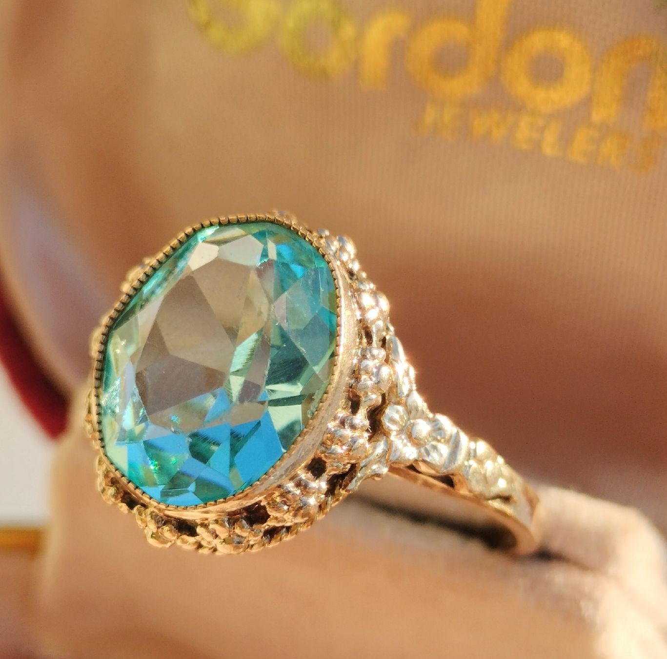 Anelli: Jugendstil Antiker vergoldeter Ring mit hellblauen Paste✨ – Usato da schwyz venduto da larry91sz 2