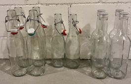 Glasflaschen mit Bügelverschluss und Schraubverschluss