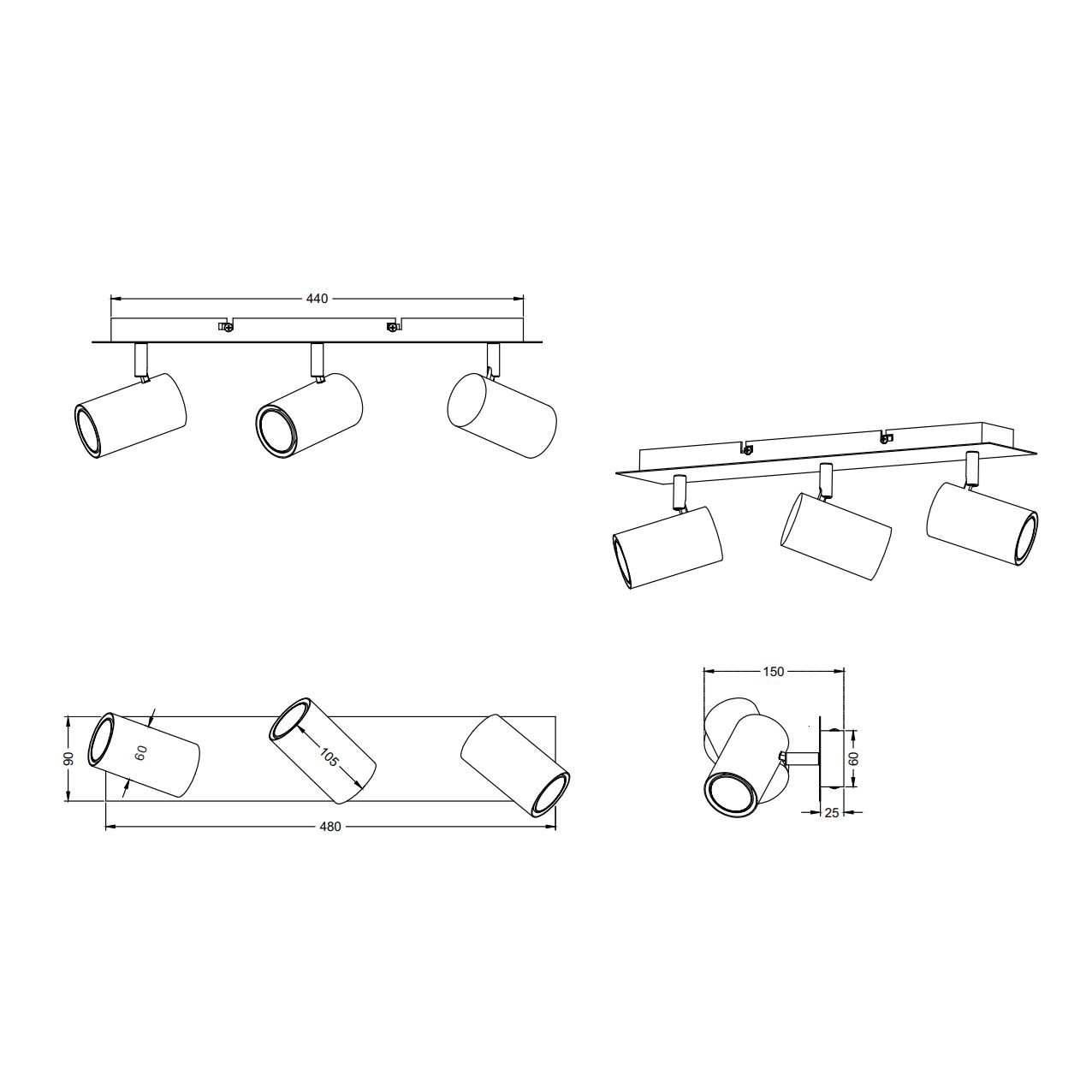 Lampadari & plafoniere: Deckenstrahler, Schwarz, 48 cm x 9 cm – Nuovo (secondo la descrizione) da Kreuzlingen venduto da Smart-Light 4