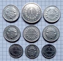 Costa Rica 1953-1994 Nickel, Lot of 9
