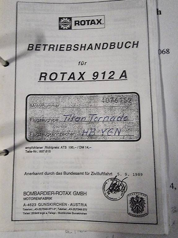 Motori: ROTAX 912A MOTOR  – Usato da Aedermannsdorf venduto da Automarkt 1