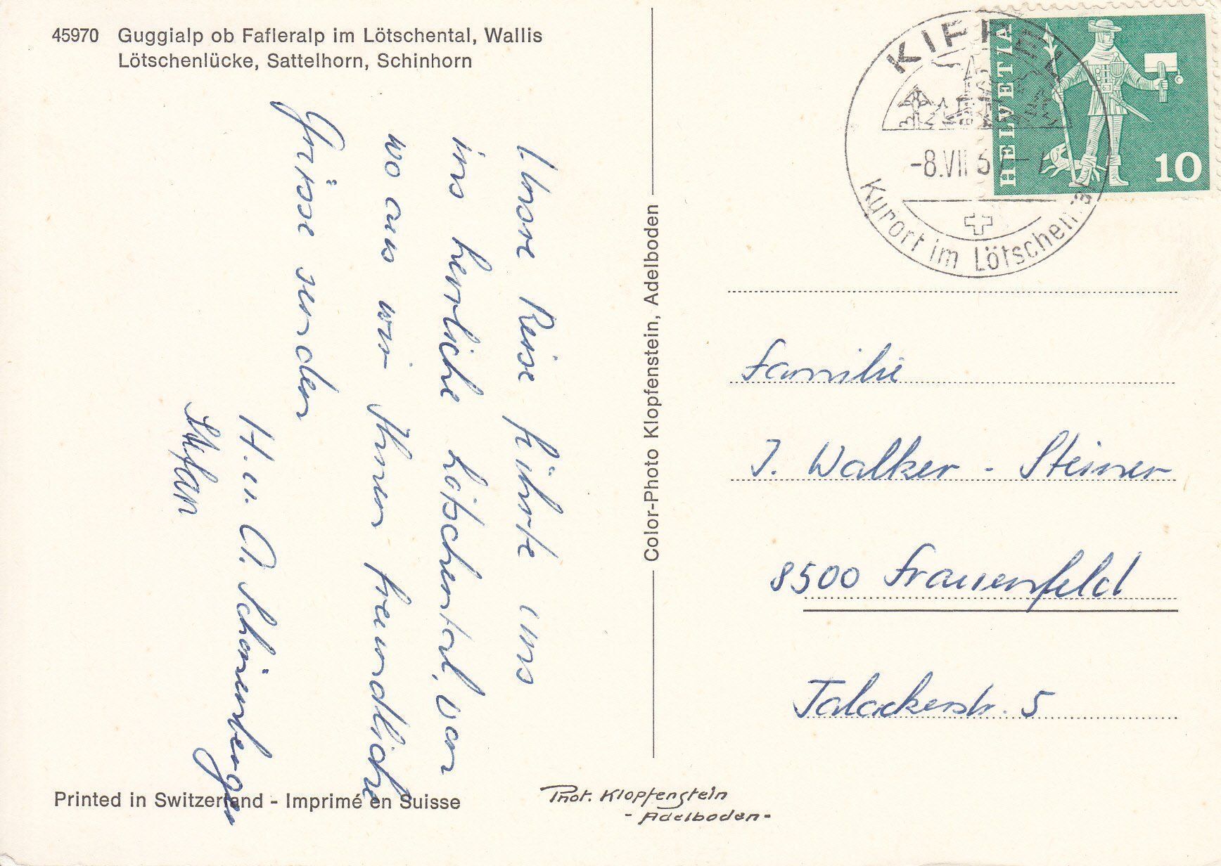 Cartoline postali: Guggialp 1967 – Usato da Bürglen TG venduto da StampGraf 1