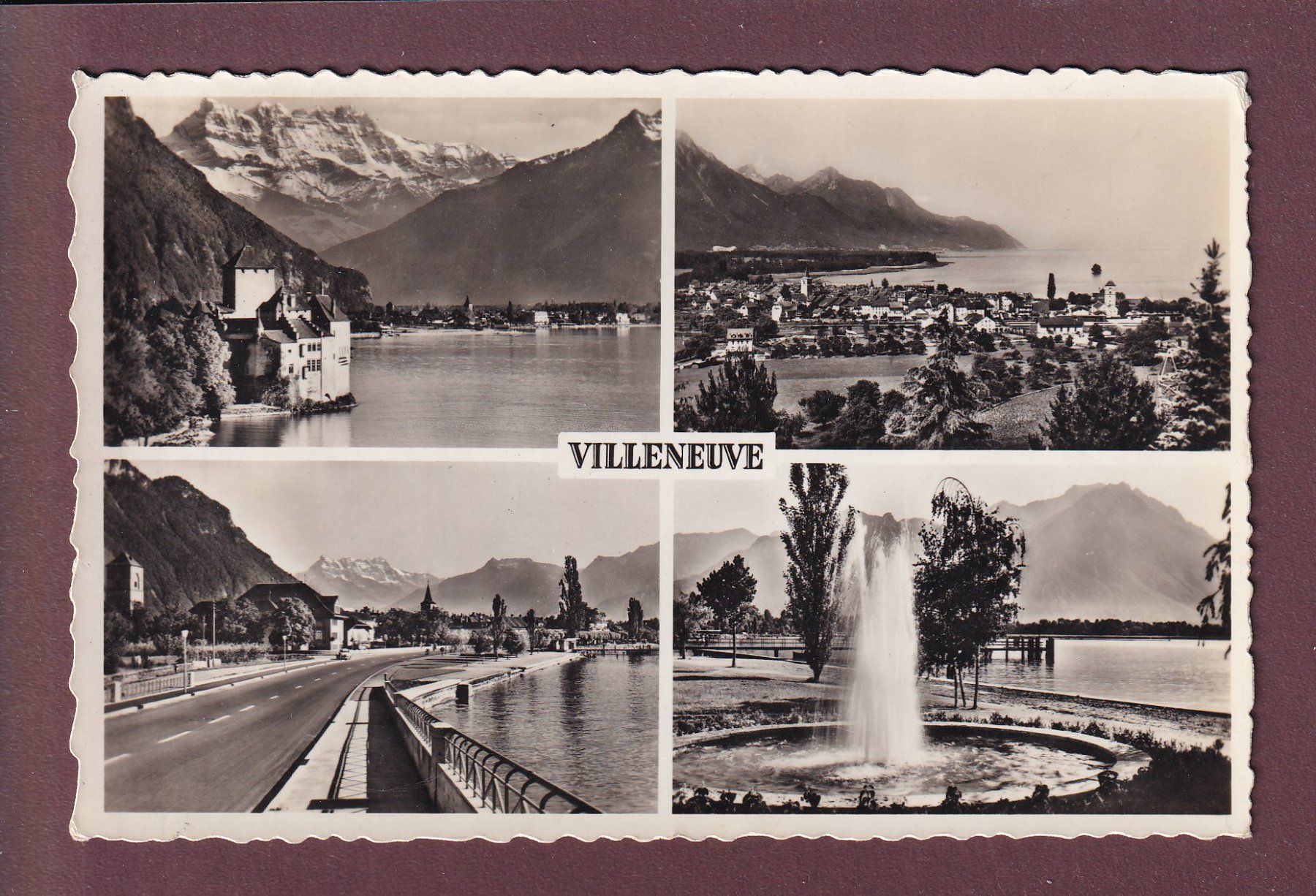 Cartoline postali: VILLENEUVE - 4 images – Usato da Pully venduto da nicecards