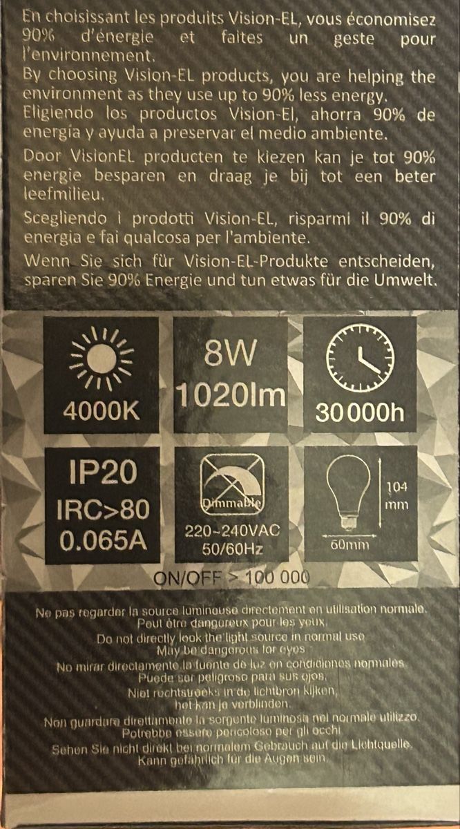 Lampade: Ampoule LED Vision-EL E27 8W 4000K neuve – Nuovo e nell'imballaggio originale da Henniez venduto da jcf_6rzc 1