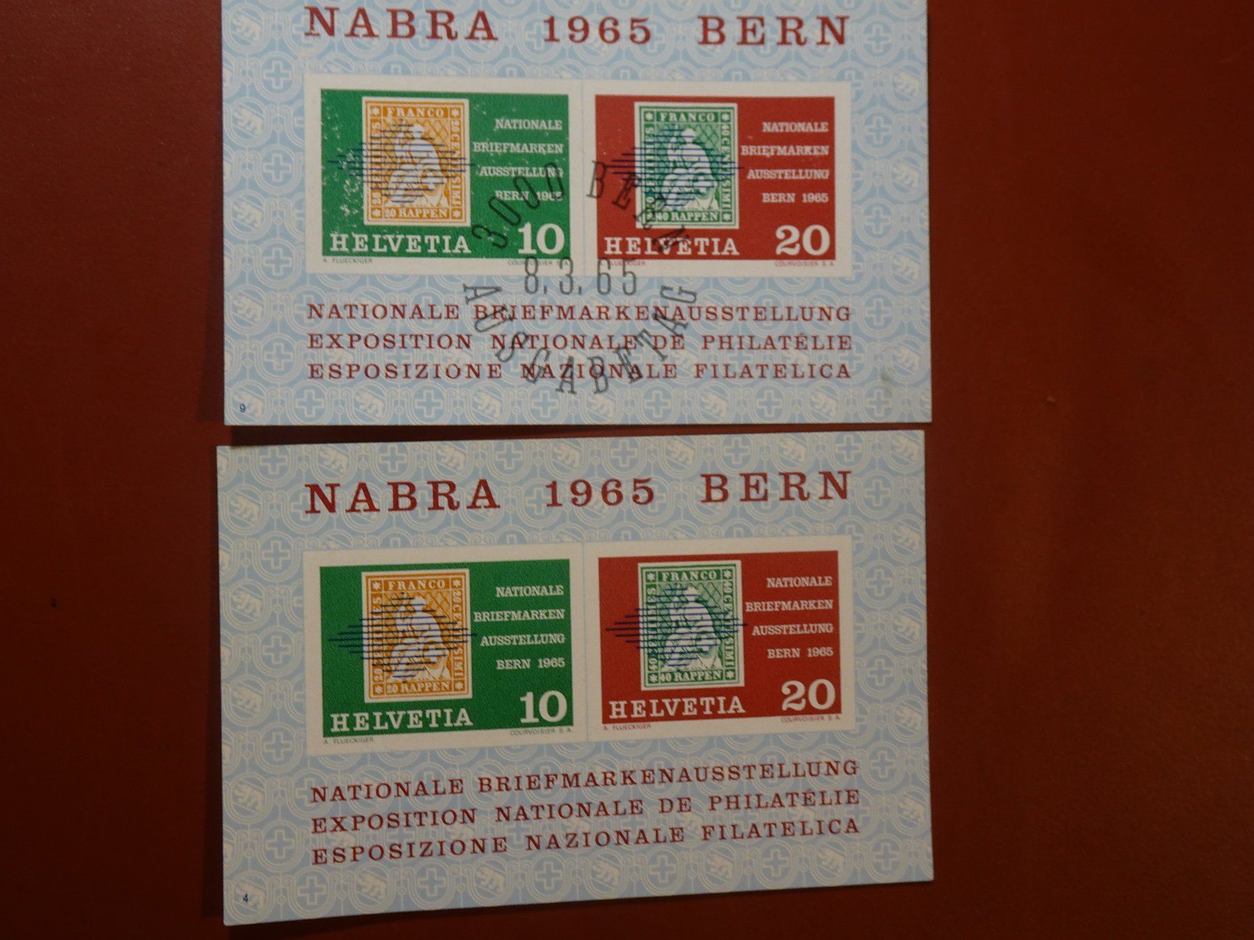 Tutti i francobolli: 1965, 2 BLOCKS NABRA BERN, POSTFISCH + ERSTTAG – Nuovo (secondo la descrizione) da Eschenbach SG venduto da eDaisy