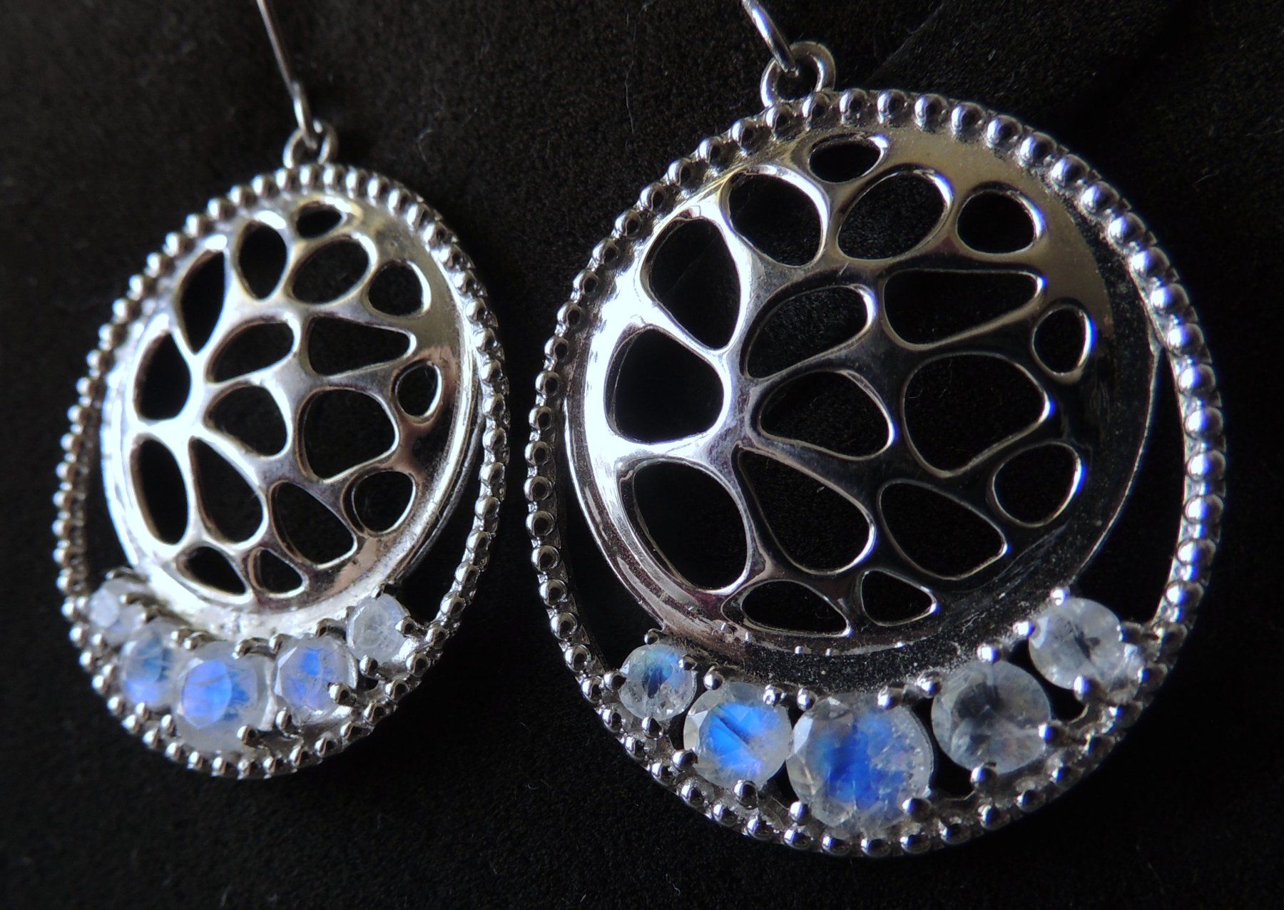 Boucles d'oreille: Silber 925 rainbow moonstone Ohrringe – Neuf (Voir description) à Waldenburg par schaller707 3