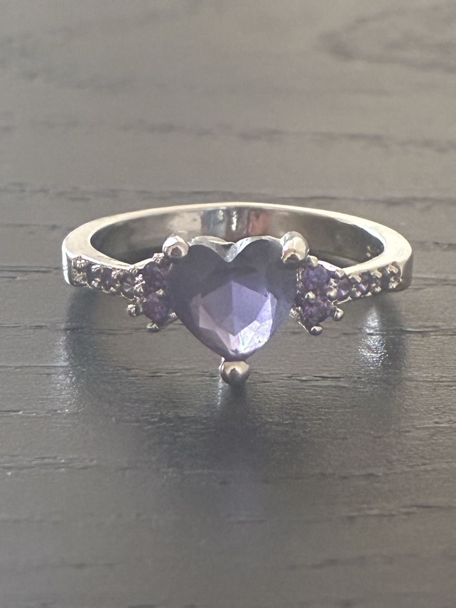 Ringe: Bague Solitaire Cœur Violet / Améthyste - Argent 925 – Gebraucht aus Praz (Vully) von Footzone.ch