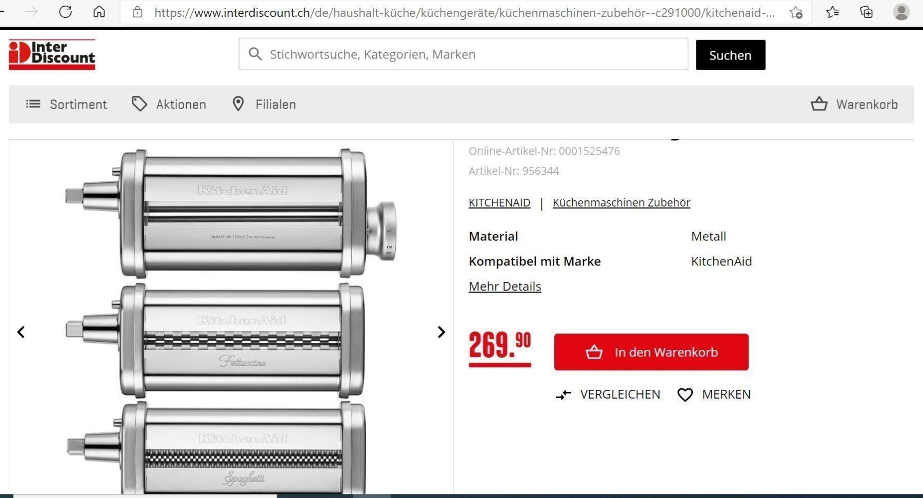 Kitchenaid Appareils de cuisine: KITCHENAID 3-teilig Pasta Roller – Neuf (Voir description) à Porrentruy par Danreisende 2