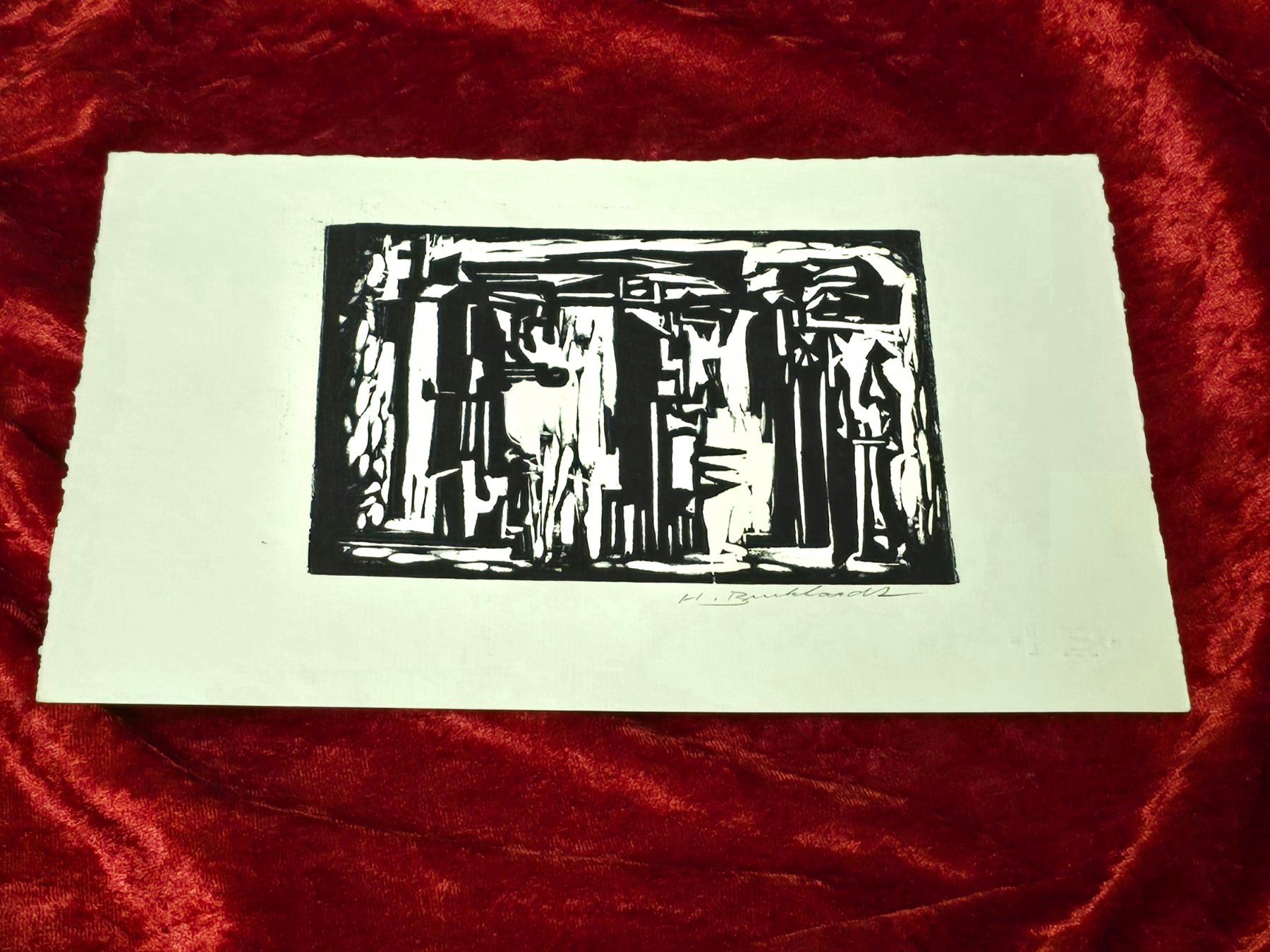Xilografie: Hans Gustav Burckhardt. Holzschnitt. Handsigniert – Usato da Reinach BL venduto da Pendling 1