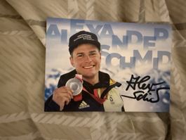 Signiertes Foto Alex Schmid Medaille guter Zustand