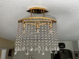 Deckenlampe goldfarben mit Glasperlen gebraucht