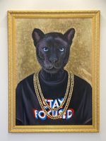 XXL handgemaltes Ölgemälde 140x100 „Stay Focused“ mit Rahmen