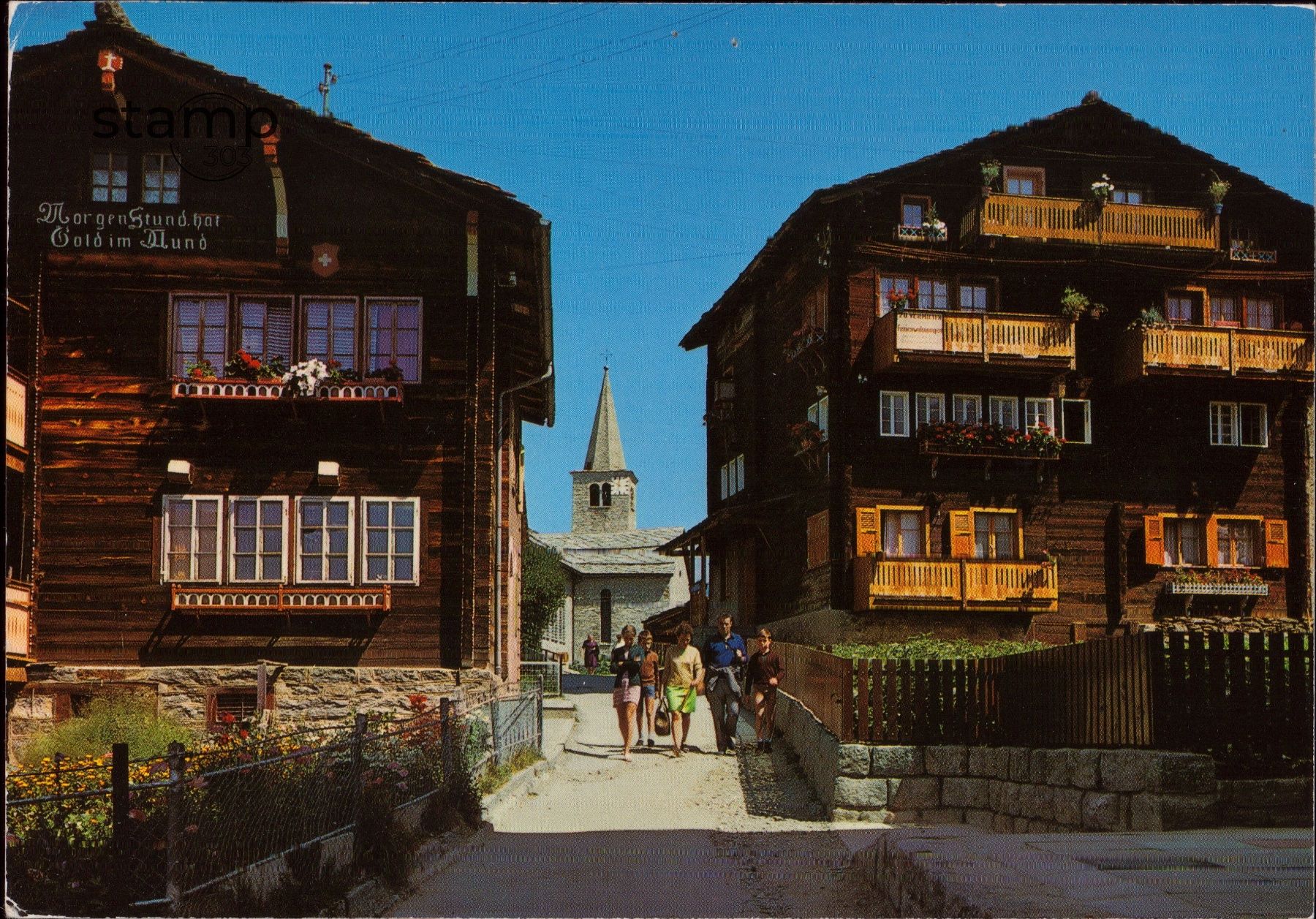 Cartoline postali: 1985 AK Grächen _ Dorfstrasse – Usato da Eggersriet venduto da stamp303