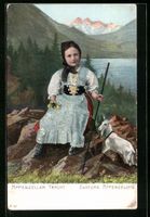 Präge-AK Kleines Mädchen mit Zicklein 