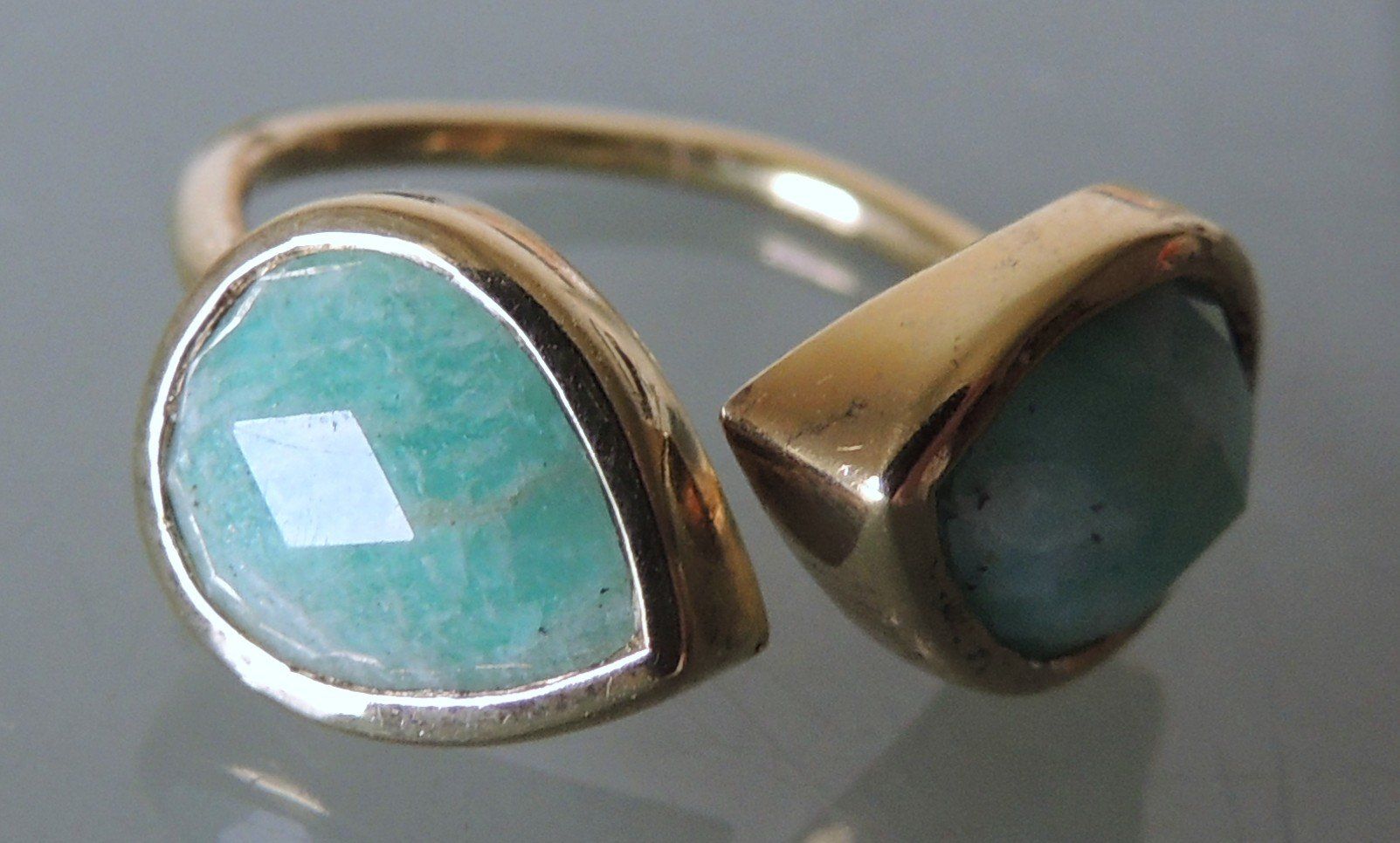 Anelli: LUCAS JACK vergoldeter Silber 925 Fingerring mit Amazonit – Usato da Waldenburg venduto da schaller707 1