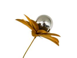 Blumenstecker Metall mit Edelstahlkugel 80cm Rostoptik