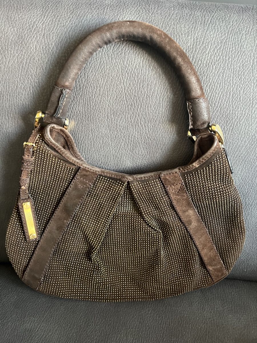 Burberry Taschen für Damen: Burberry Brown studded suede hobo bag – Gebraucht aus Lugano von p24_tzb2