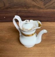 Antike Porzellan Sauciere, Weiss mit Goldrand, Vintage