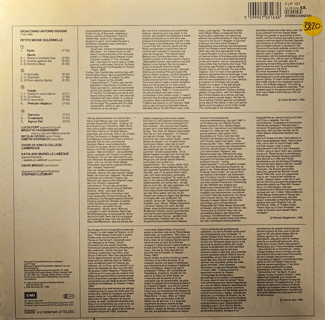 Dischi in vinile: Rossini - Petite Messe Solennelle – Usato da Wahlen b. Laufen venduto da Cg10 1