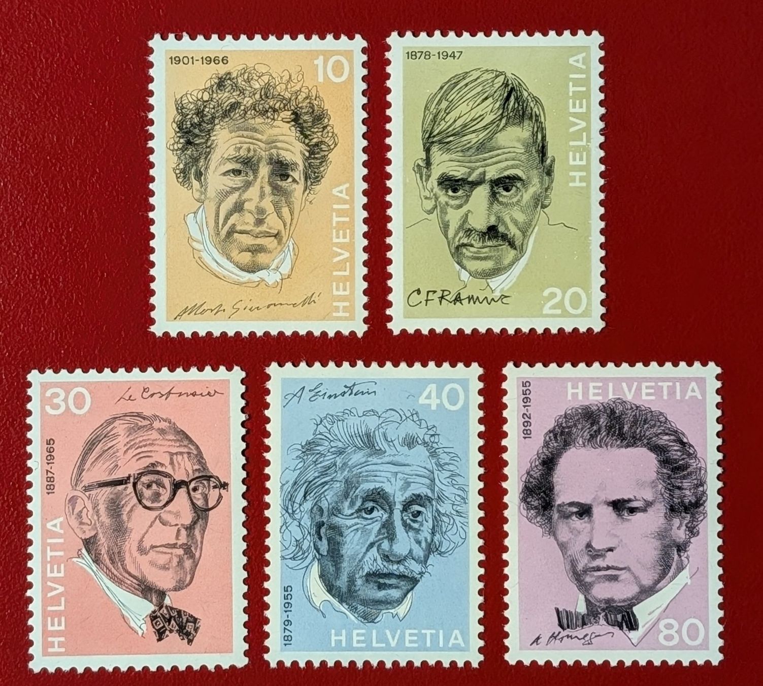 Tutti i francobolli: PORTRAITS ERNI SATZ 511- 515 1972** POSTFRISCH – Nuovo (secondo la descrizione) da Düdingen venduto da Quartierstrasse