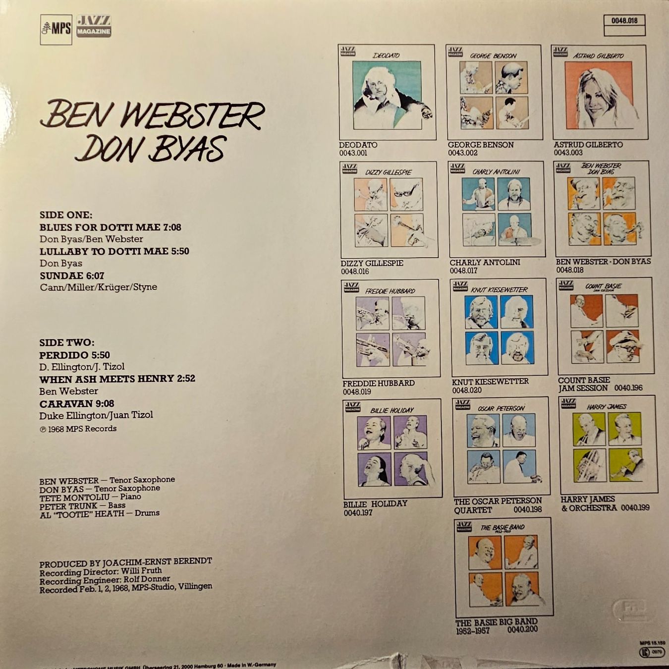 Vinyles: Ben Webster, Don Byas ‎– Ben Webster Don Byas – D'occasion à Wahlen b. Laufen par Cg10 1