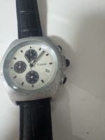 Herren Uhr Chronograph Canon Lederarmband Silberfarben