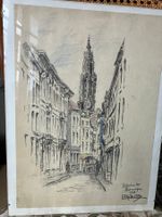 Antwerpen 1938 Bleistiftzeichnung orginal A. Kalderack,